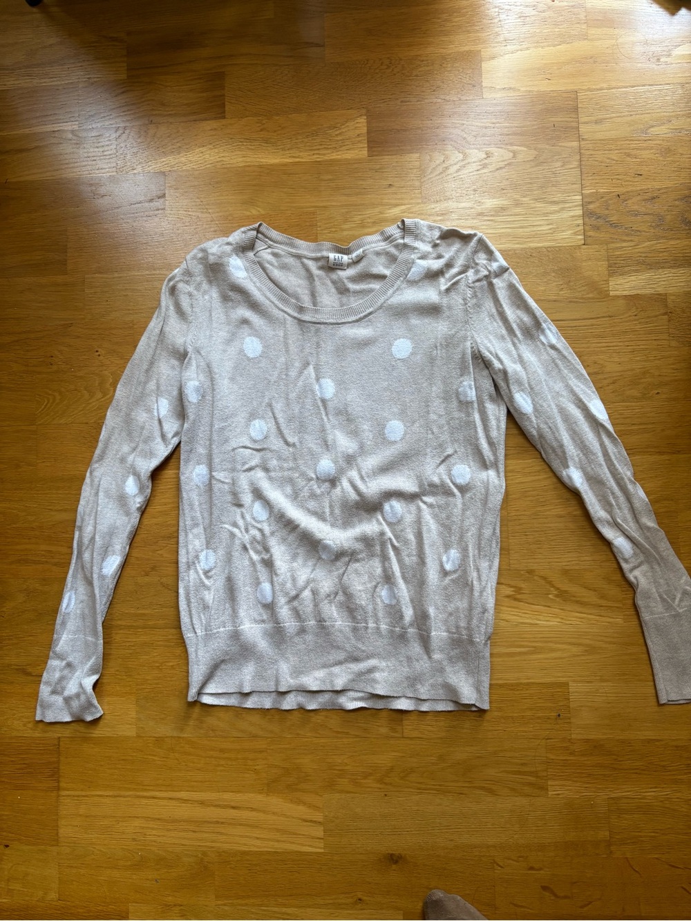 GAP Beige Polka Dot Long Sleeve Tee
